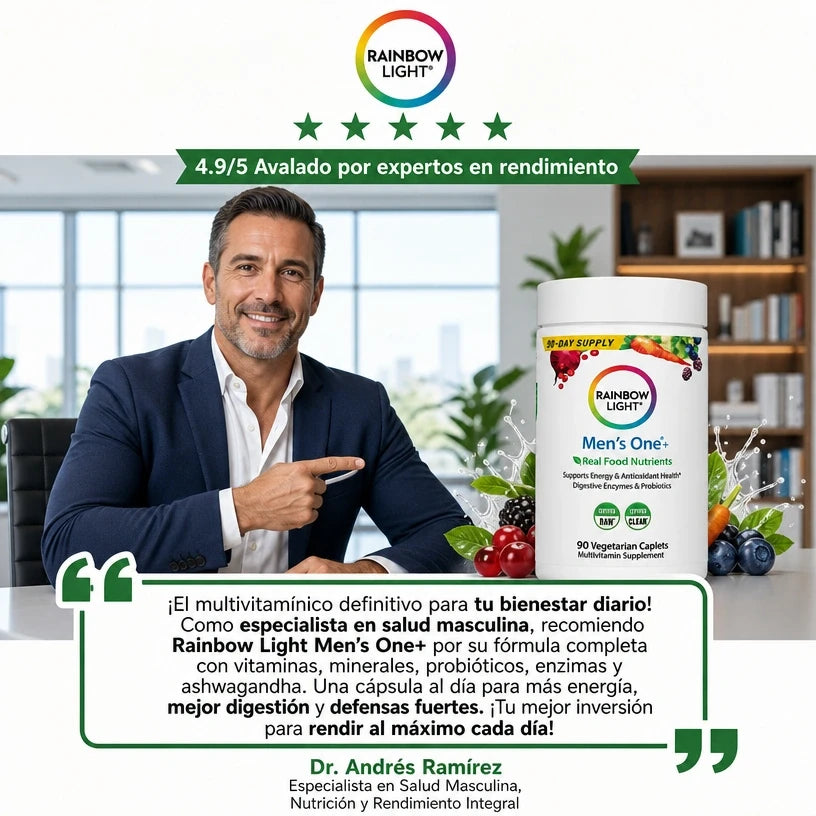 Multivitamínico Rainbow Light®  Recupera Energía, Inmunidad y Salud Digestiva,  empieza a cuidarte hoy.