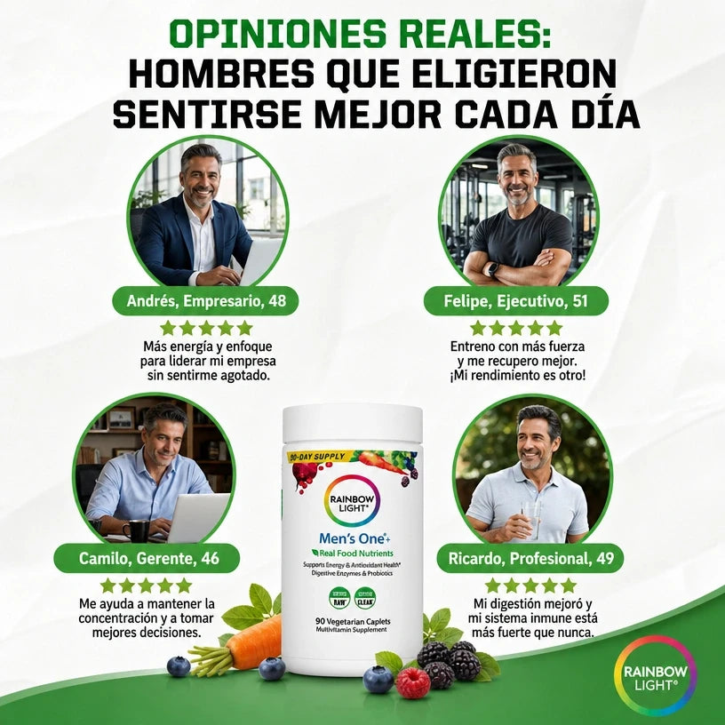 Multivitamínico Rainbow Light®  Recupera Energía, Inmunidad y Salud Digestiva,  empieza a cuidarte hoy.