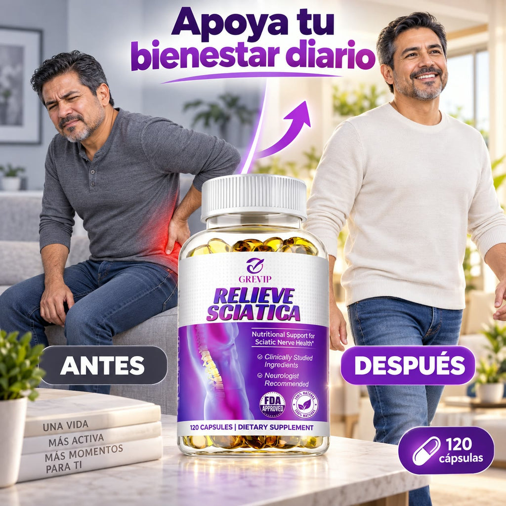 -Relieve Sciatica - Apoyo Nutricional para el Nervio Ciático y Alivio del Dolor Lumbar - Recomendado por Neurólogos, empieza hoy