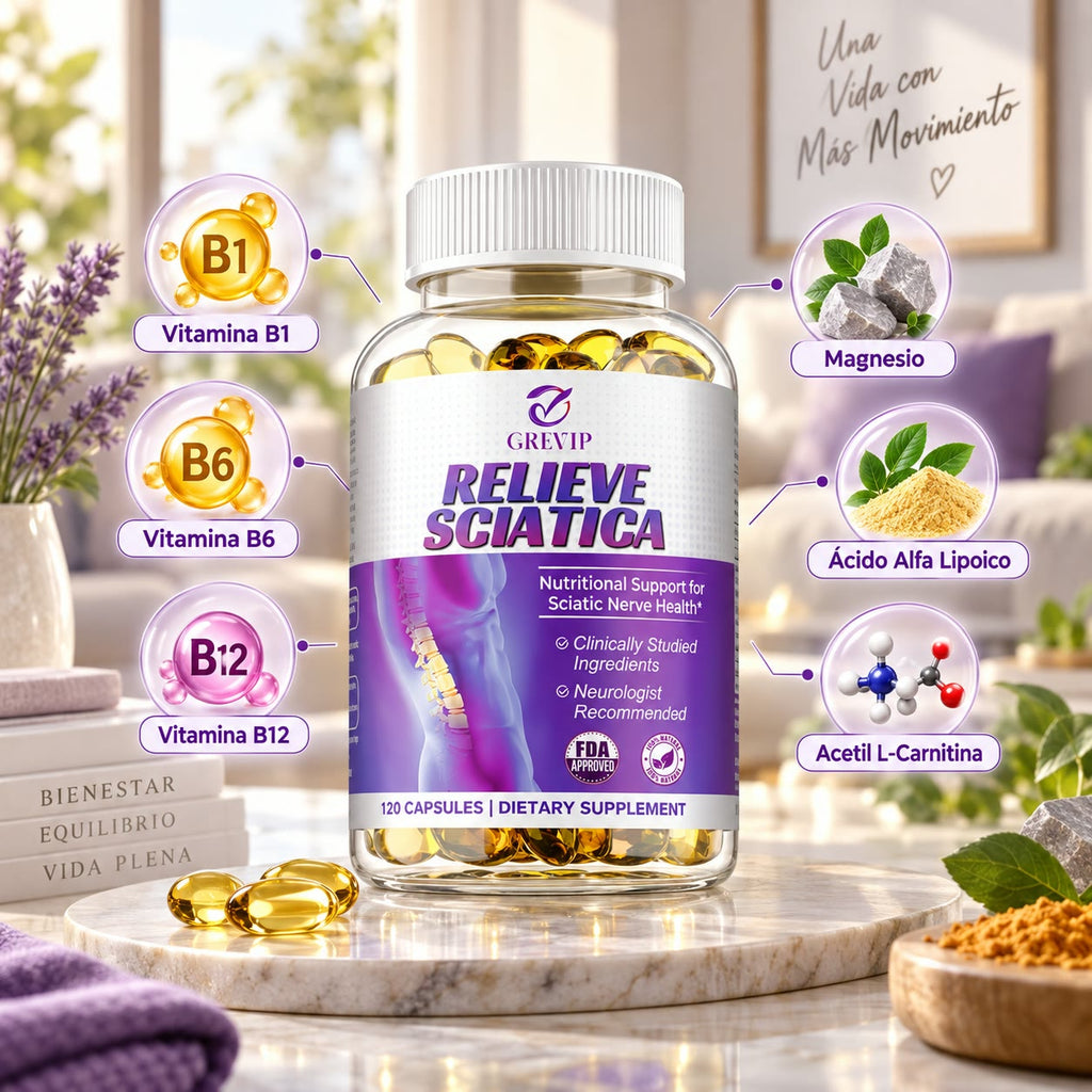 -Relieve Sciatica - Apoyo Nutricional para el Nervio Ciático y Alivio del Dolor Lumbar - Recomendado por Neurólogos, empieza hoy