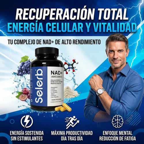 Selerb NAD+® Energía Celular, Soporte Prostático y Rendimiento Masculino, No esperes más, mejora tu rendimiento diario ahora