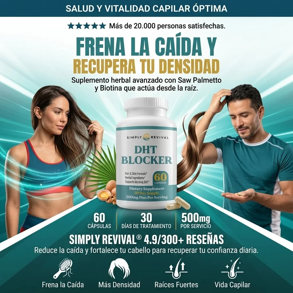 Simply Revival® DHT Blocker™ – Bloqueador Herbal de DHT para el Crecimiento y Fortalecimiento Capilar