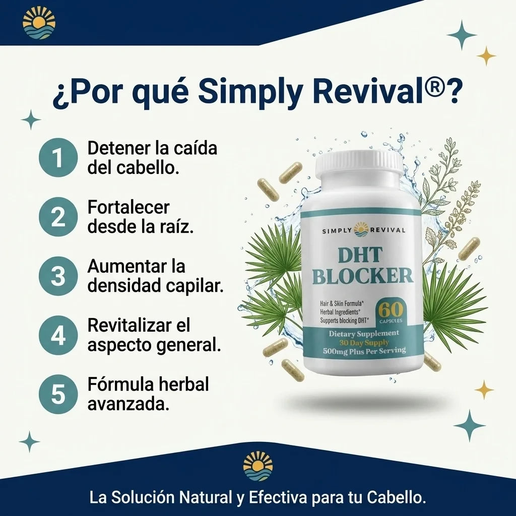 Simply Revival® DHT Blocker™ – Bloqueador Herbal de DHT para el Crecimiento y Fortalecimiento Capilar