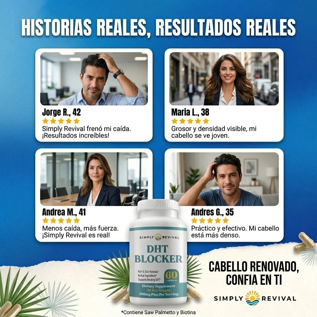 Simply Revival® DHT Blocker™ – Bloqueador Herbal de DHT para el Crecimiento y Fortalecimiento Capilar