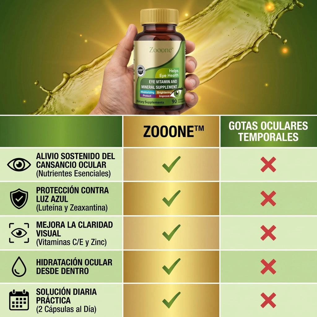 Zooone™ Protección Ocular Avanzada con Luteína, Zinc y Vitaminas C, no los descuides.