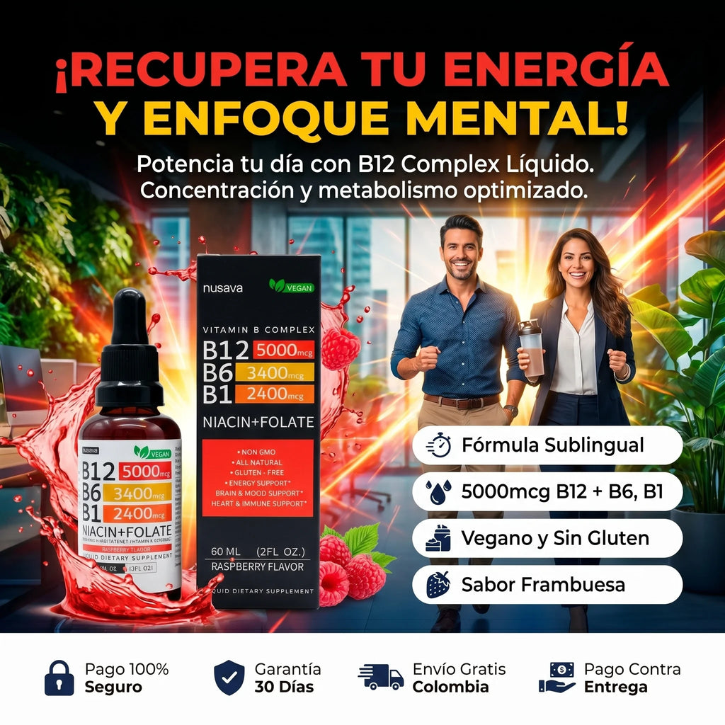 Nusava™ Vitamina B12 Complejo Líquido 5000 mcg Energía y enfoque rapido