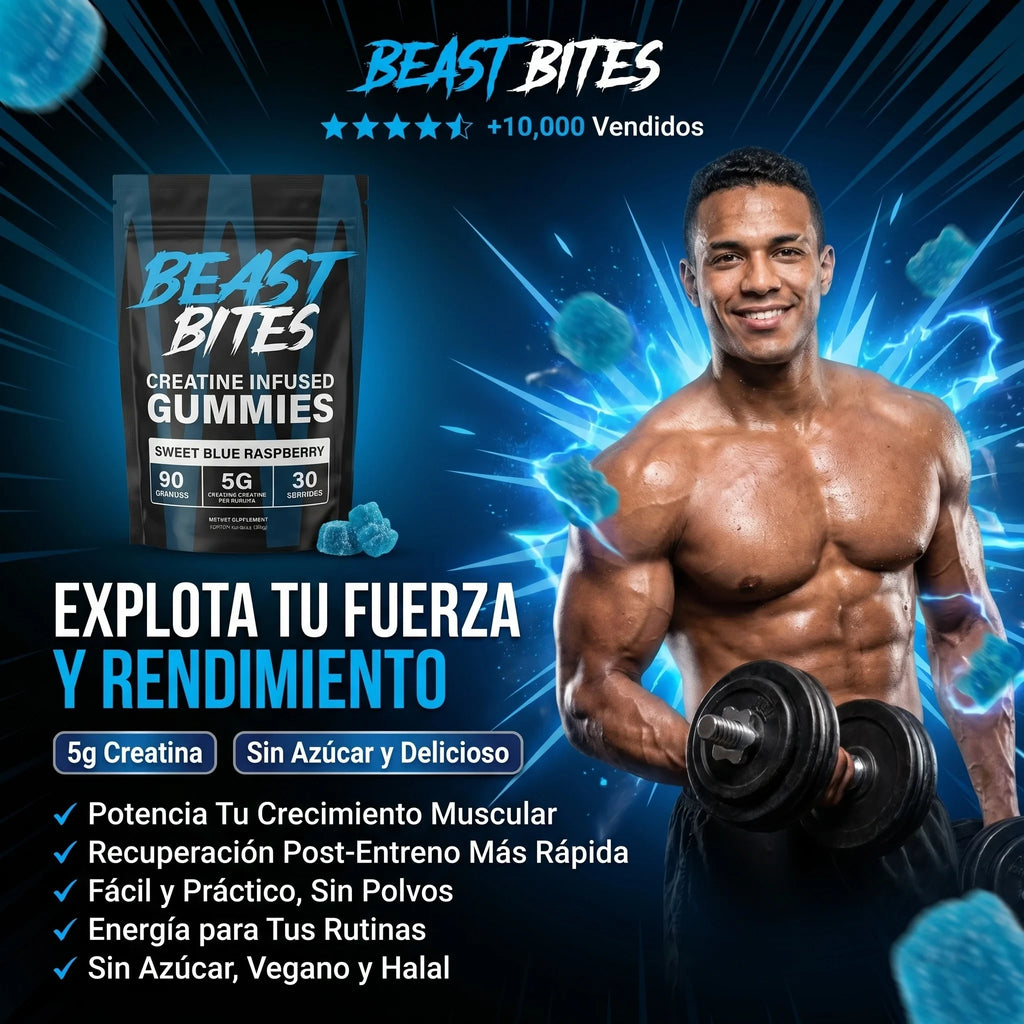 Beast Bites™ Creatina en Gomitas Veganas Sin Azúcar, Fuerza y Recuperación Muscular rapida, que esperas para probarlas