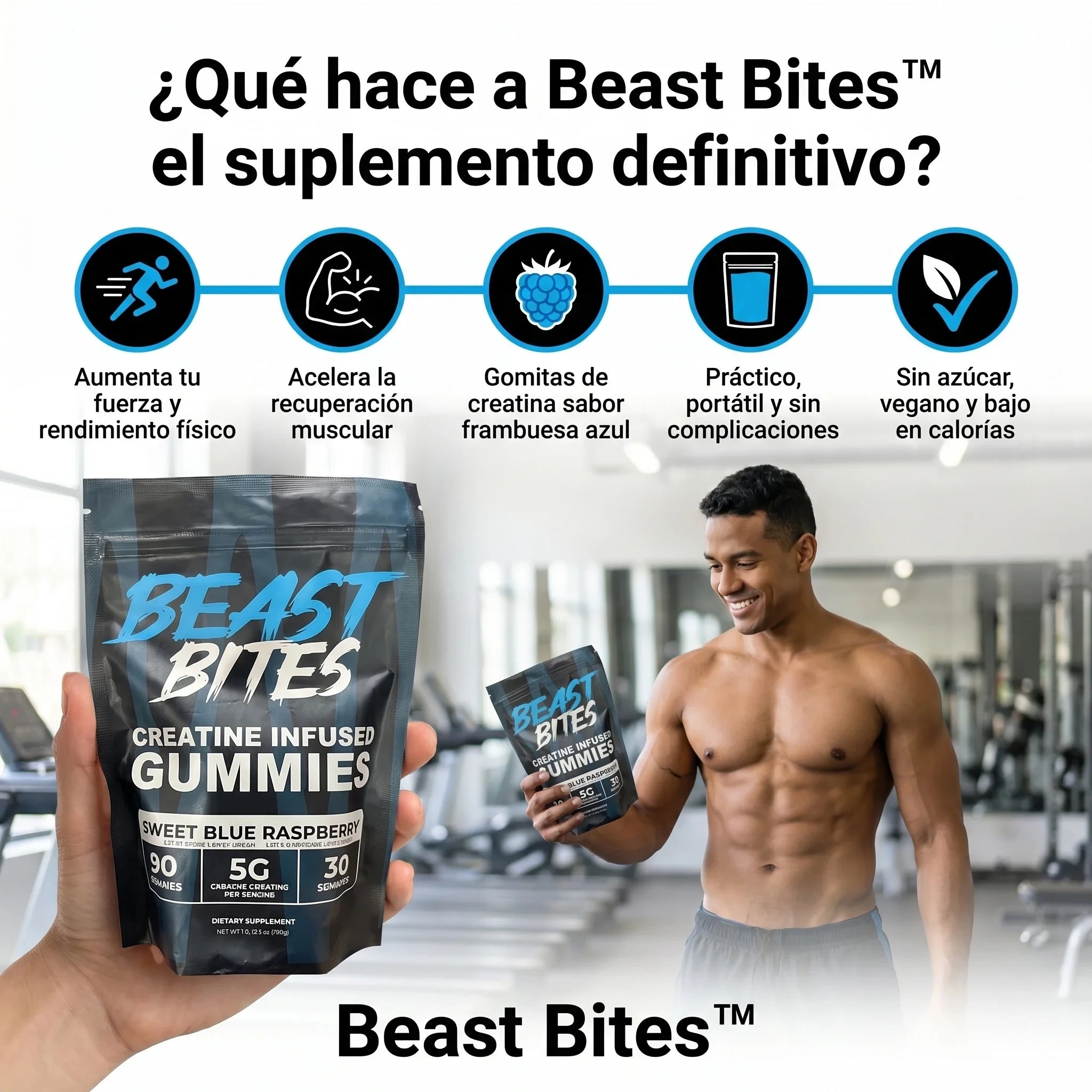 Beast Bites™ Creatina en Gomitas Veganas Sin Azúcar, Fuerza y Recuperación Muscular rapida, que esperas para probarlas