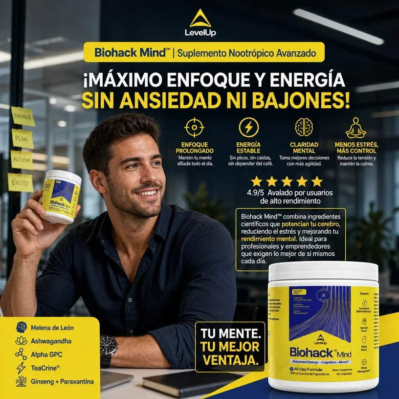 LevelUp Biohack Mind™ – Potencia tu mente: energía, memoria y enfoque