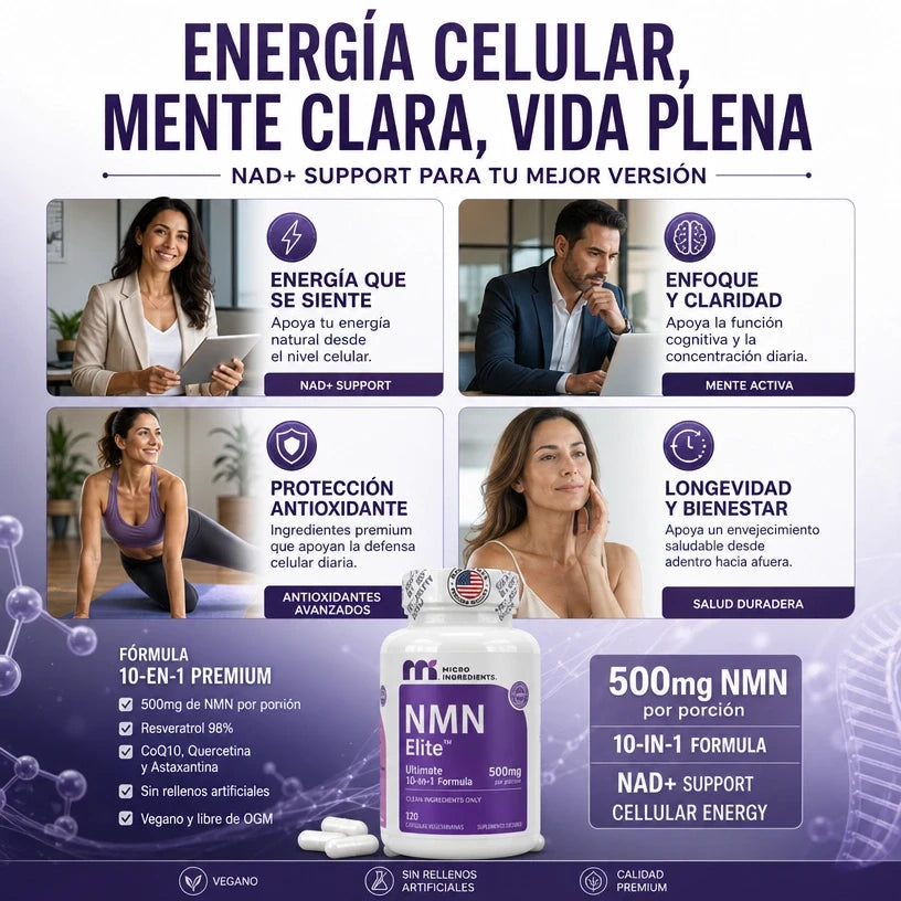 NMN Elite by Micro Ingredients® Energía Celular y Longevidad Avanzada ¡Ordénalo Hoy!