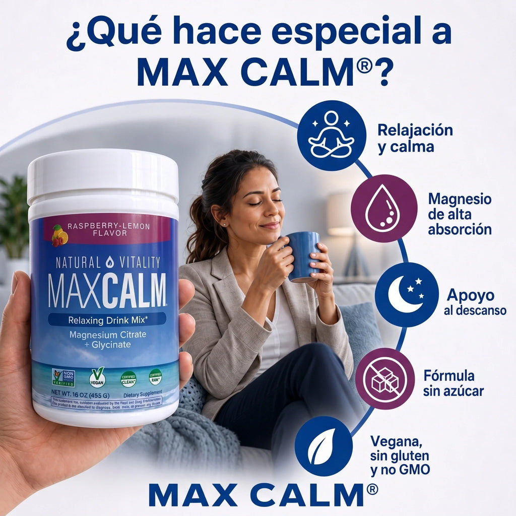 MAX CALM® Bebida Relajante de Magnesio, reduce el cortisol