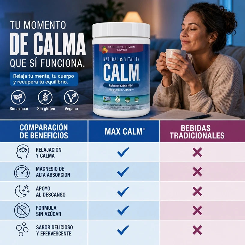 MAX CALM® Bebida Relajante de Magnesio, reduce el cortisol