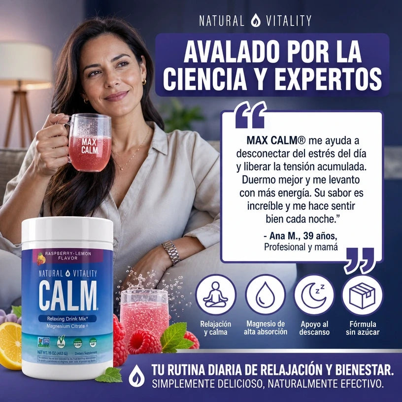 MAX CALM® Bebida Relajante de Magnesio, reduce el cortisol