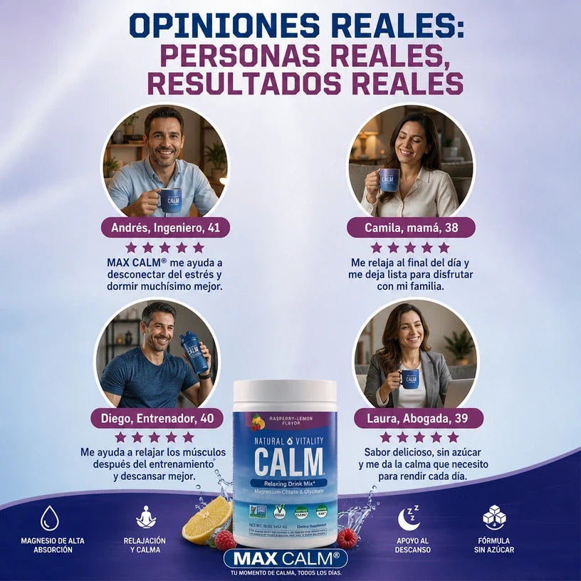 MAX CALM® Bebida Relajante de Magnesio, reduce el cortisol
