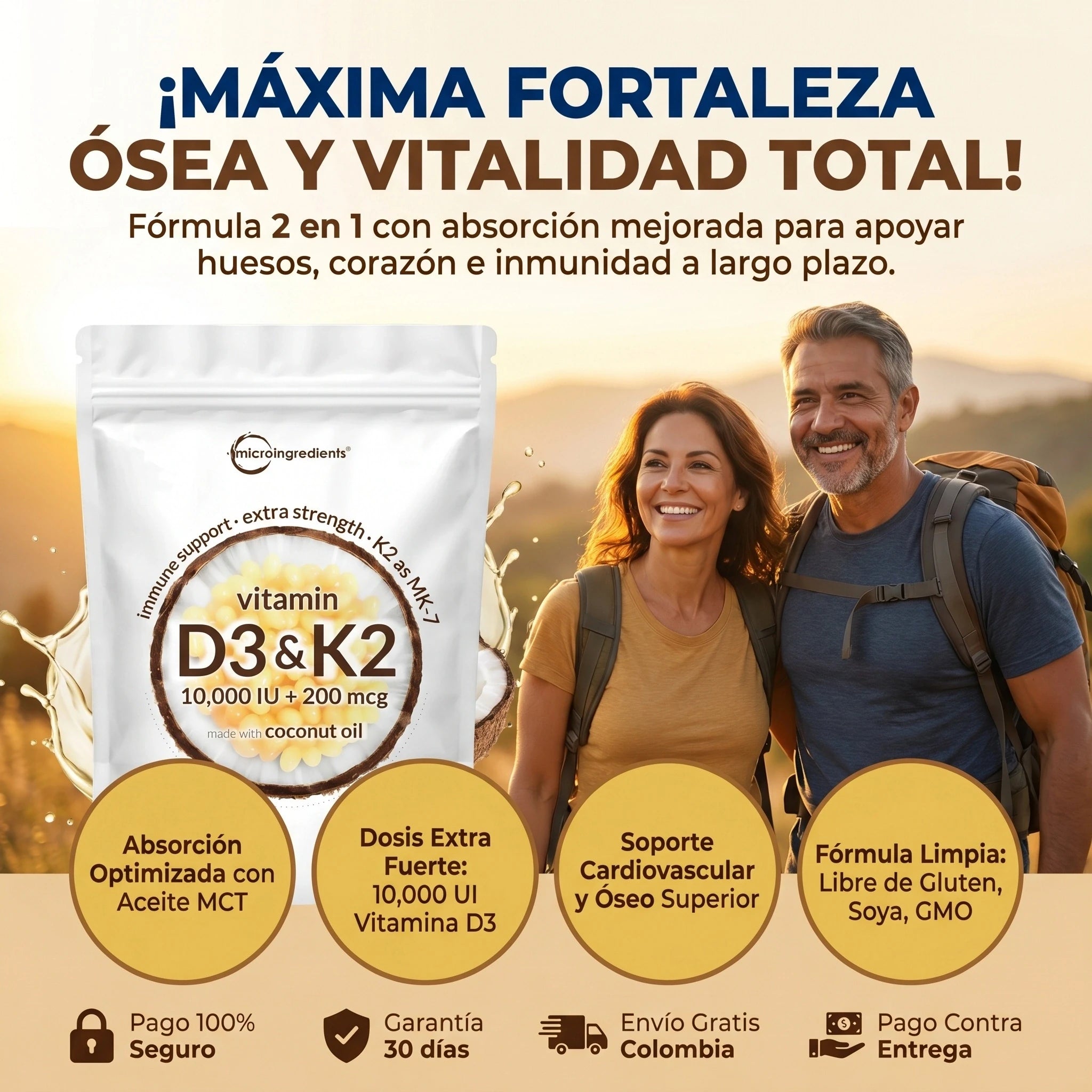 Vitamina D3 + K2 MK-7™ | Huesos, Inmunidad y Corazón, empieza hoy mismo