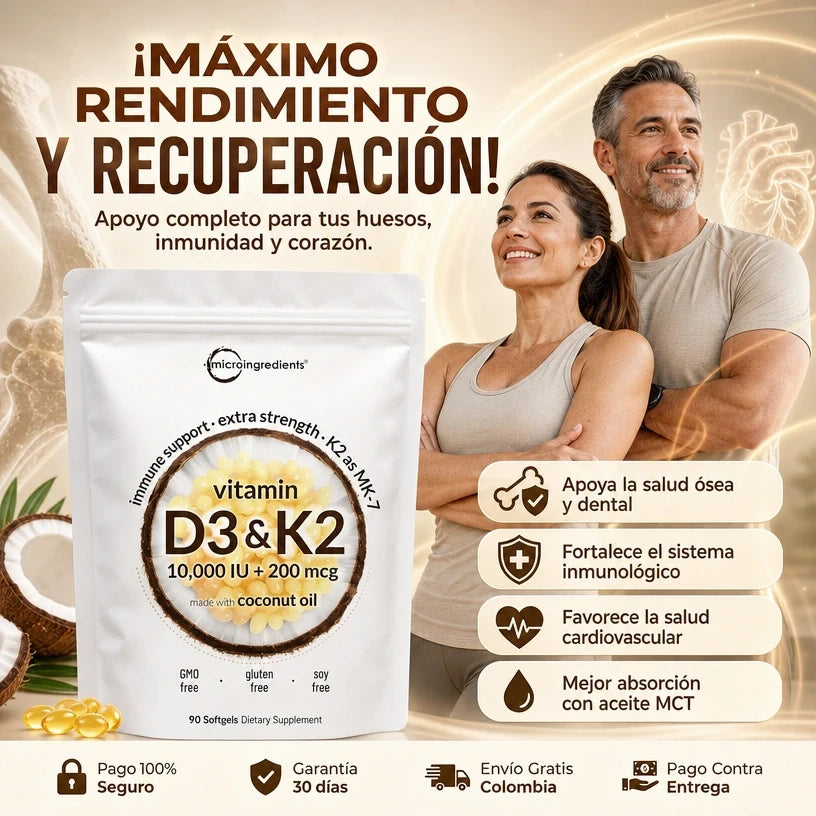 Vitamina D3 + K2 MK-7™ | Huesos, Inmunidad y Corazón, empieza hoy mismo