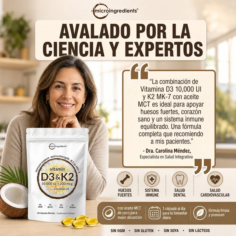 Vitamina D3 + K2 MK-7™ | Huesos, Inmunidad y Corazón, empieza hoy mismo