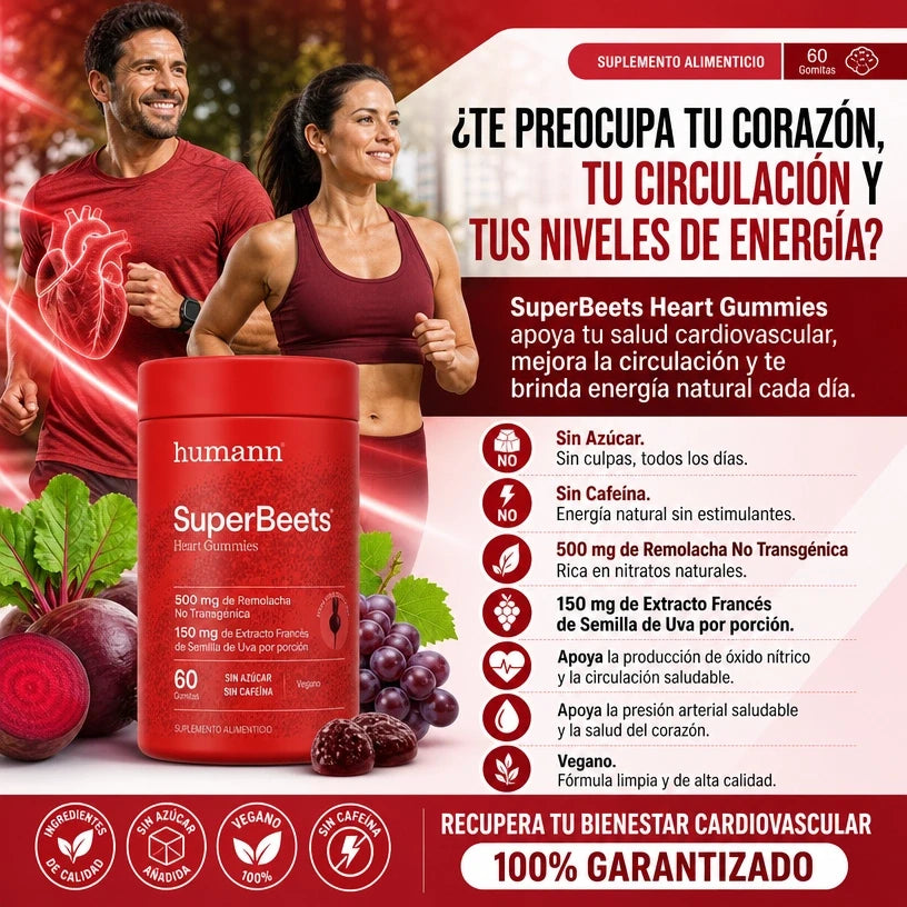 HumanN® SuperBeets® Heart Gummies | Circulación, Presión Arterial y Salud del Corazón