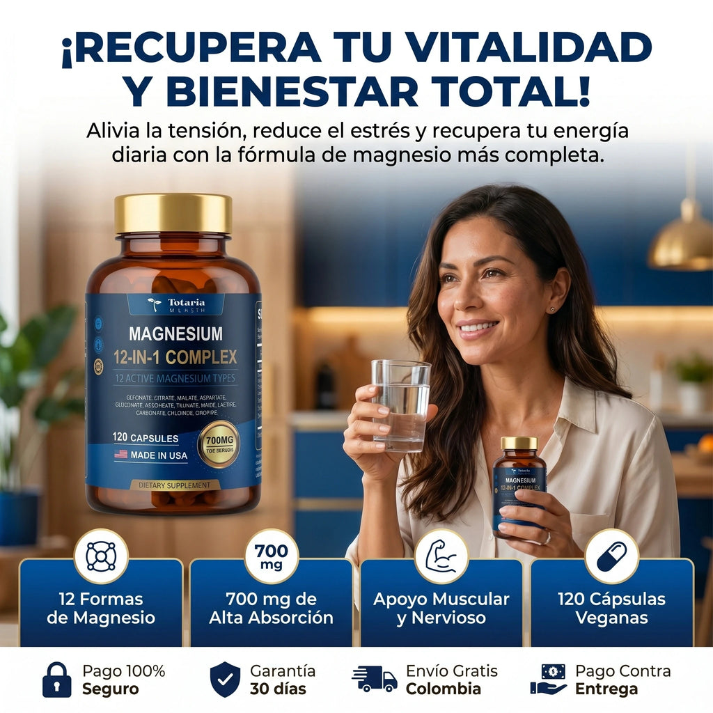 Totaria® Magnesio 12 en 1 | Relajación, Músculos y Corazón. empieza hoy!!