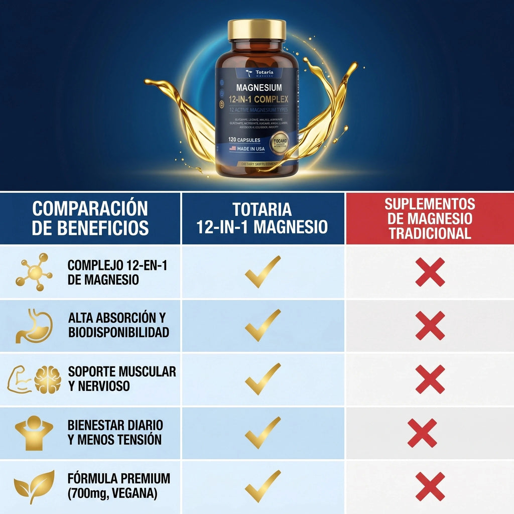 Totaria® Magnesio 12 en 1 | Relajación, Músculos y Corazón. empieza hoy!!
