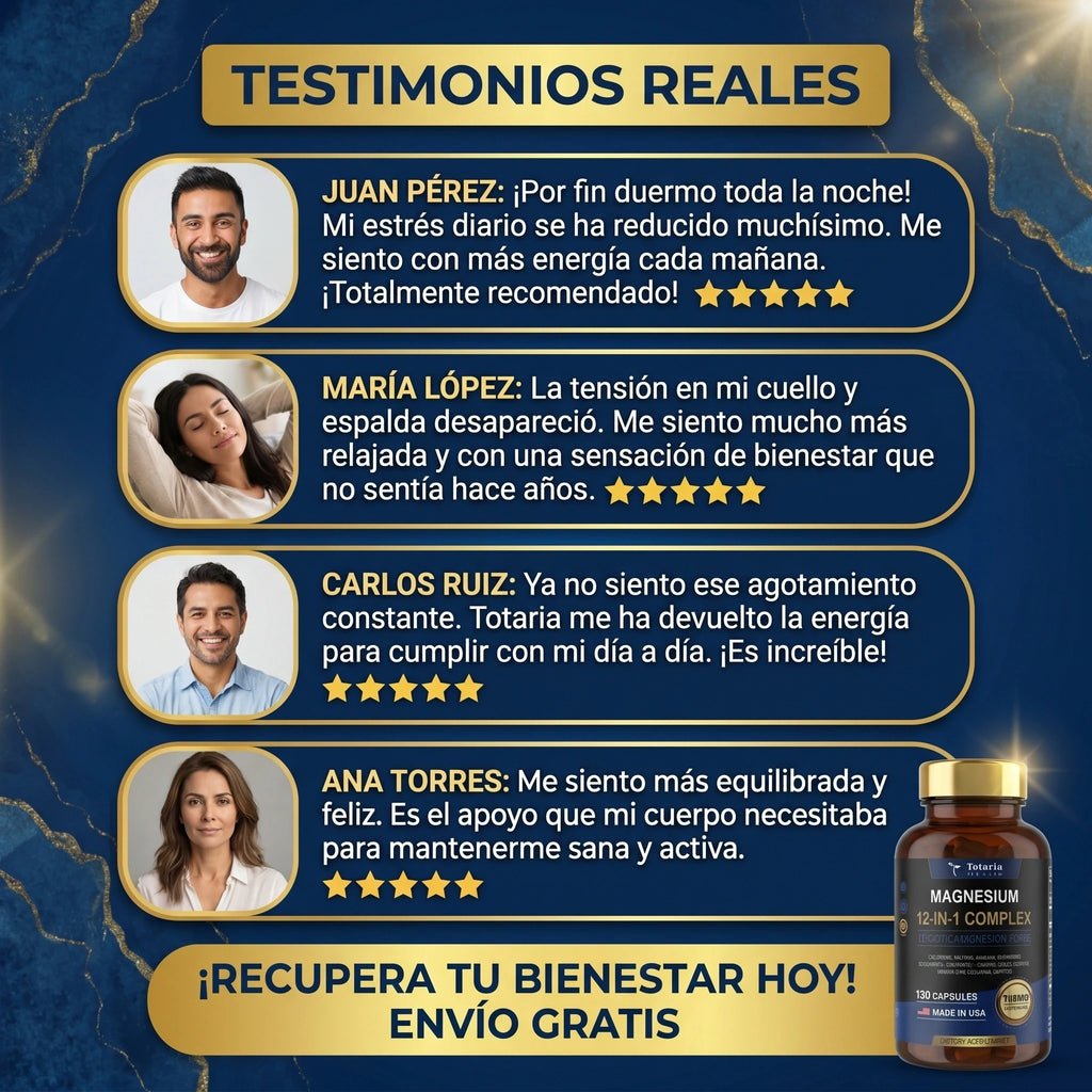 Totaria® Magnesio 12 en 1 | Relajación, Músculos y Corazón. empieza hoy!!