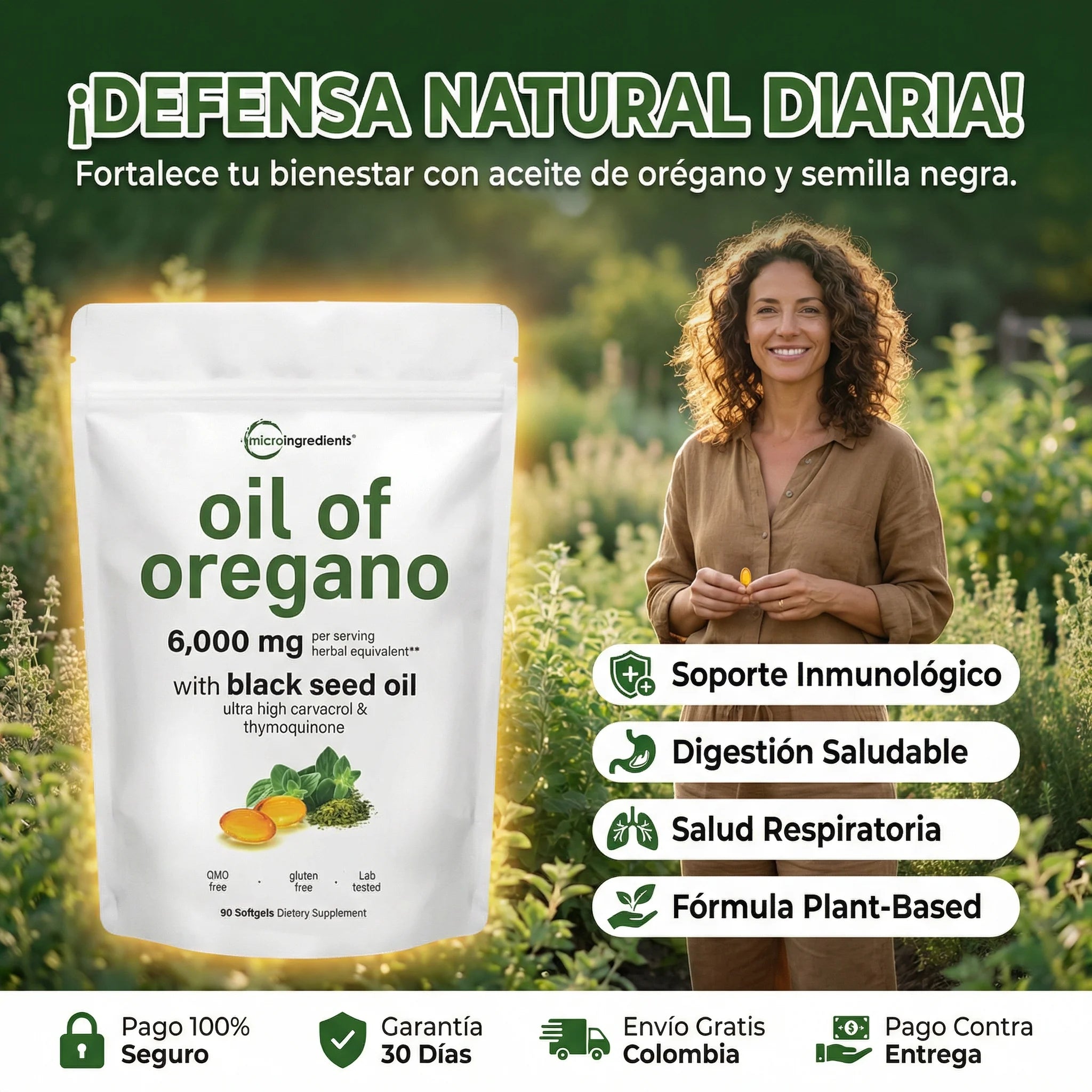 Oil of Oregano  Microingredients® Fórmula 2 en 1 y Defensa Antioxidante para el cuerpo, protejelo desde hoy, 90 Soft Capsulas
