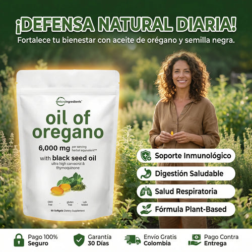 Oil of Oregano  Microingredients® Fórmula 2 en 1 y Defensa Antioxidante para el cuerpo, protejelo desde hoy, 90 Soft Capsulas