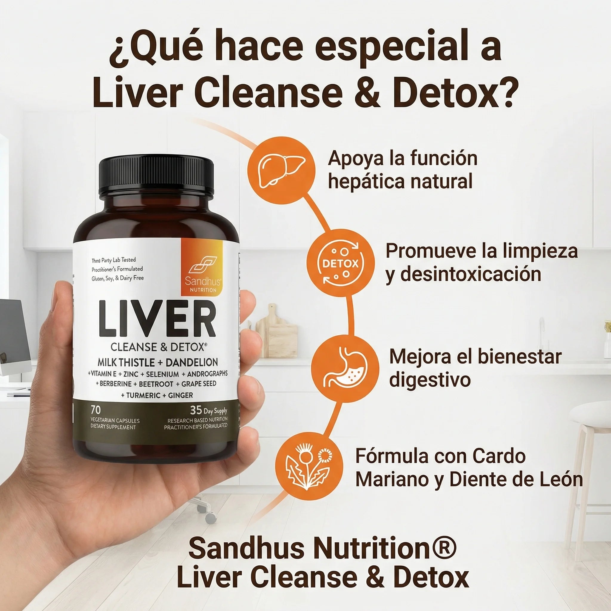 Liver Cleanse & Detox Sandhus Nutrition® Ayuda a que tu Hígado Funcione Mejor, inicia desde hoy