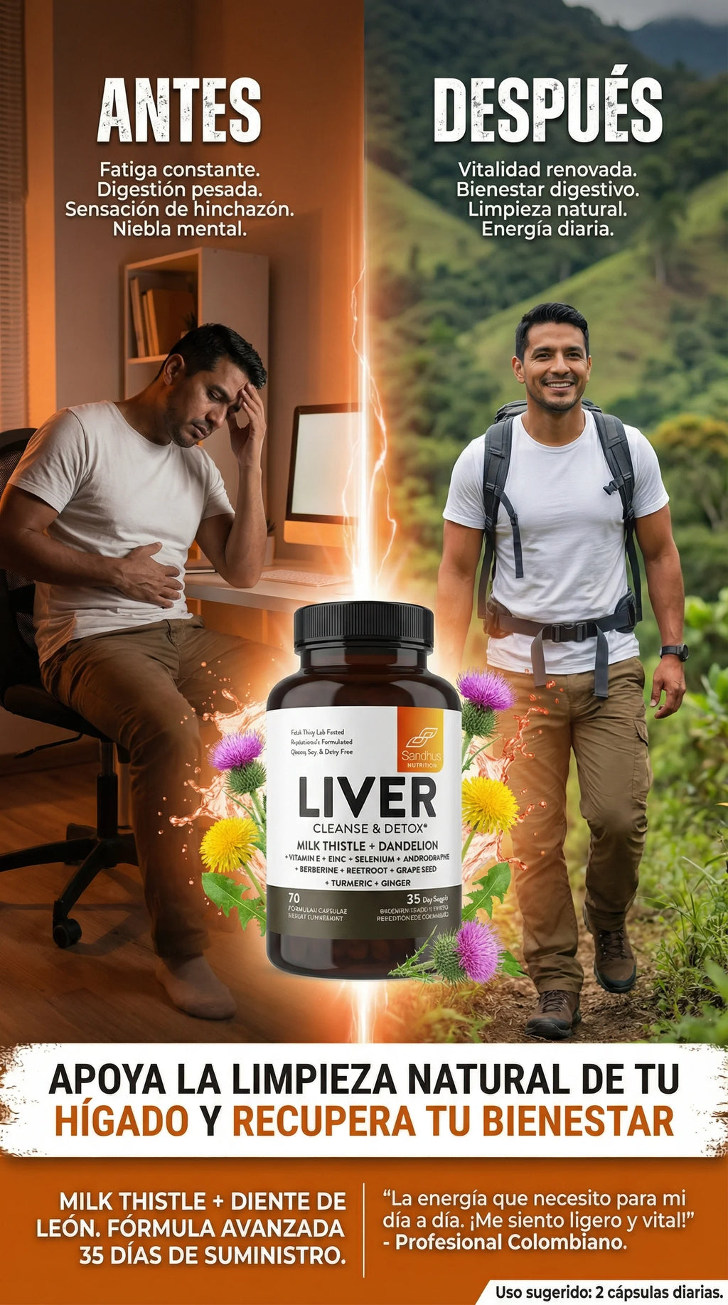 Liver Cleanse & Detox Sandhus Nutrition® Ayuda a que tu Hígado Funcione Mejor, inicia desde hoy