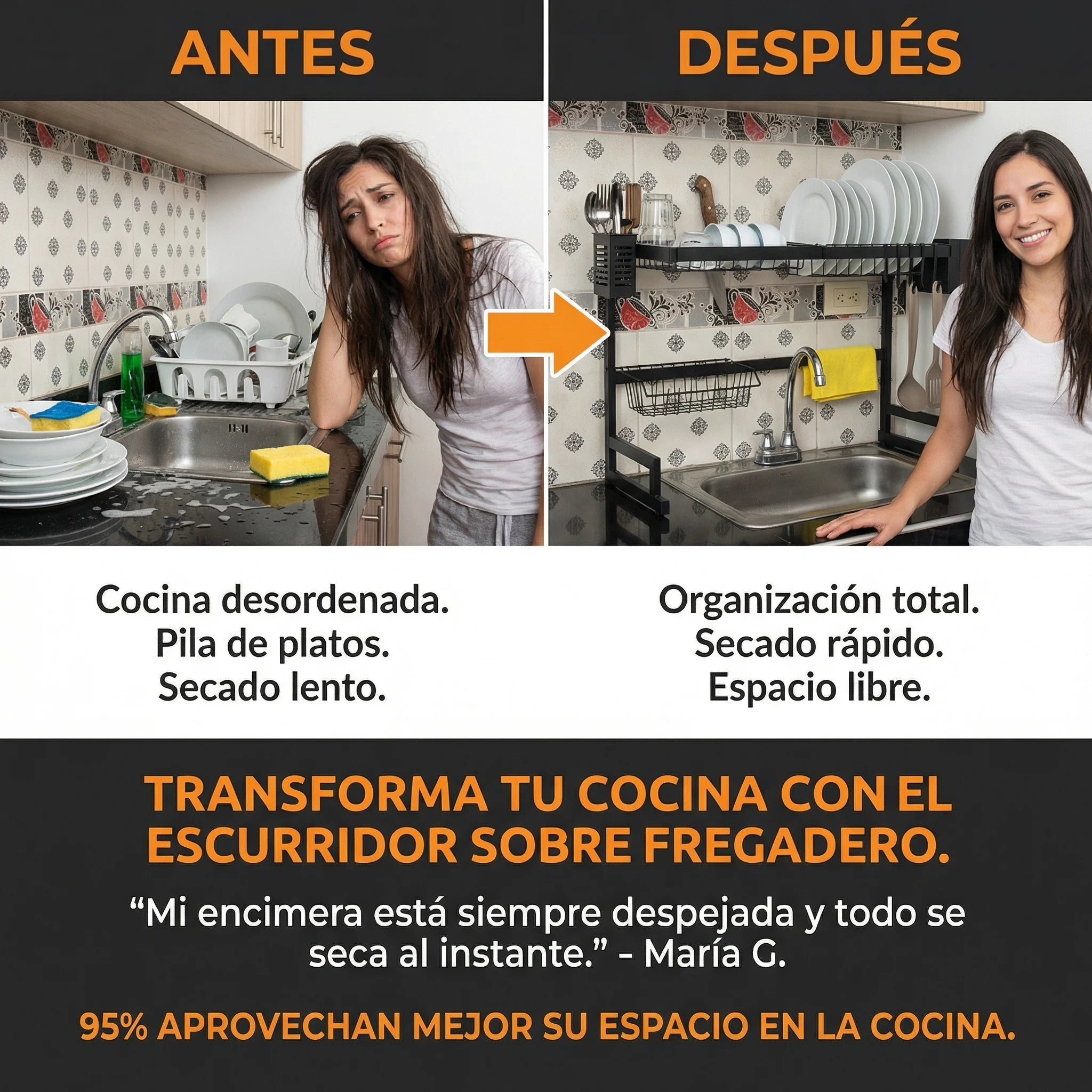 Escurridor de Loza Multifuncional, Ahorra espacio y disfruta del orden desde hoy mismo 65 cm de ancho