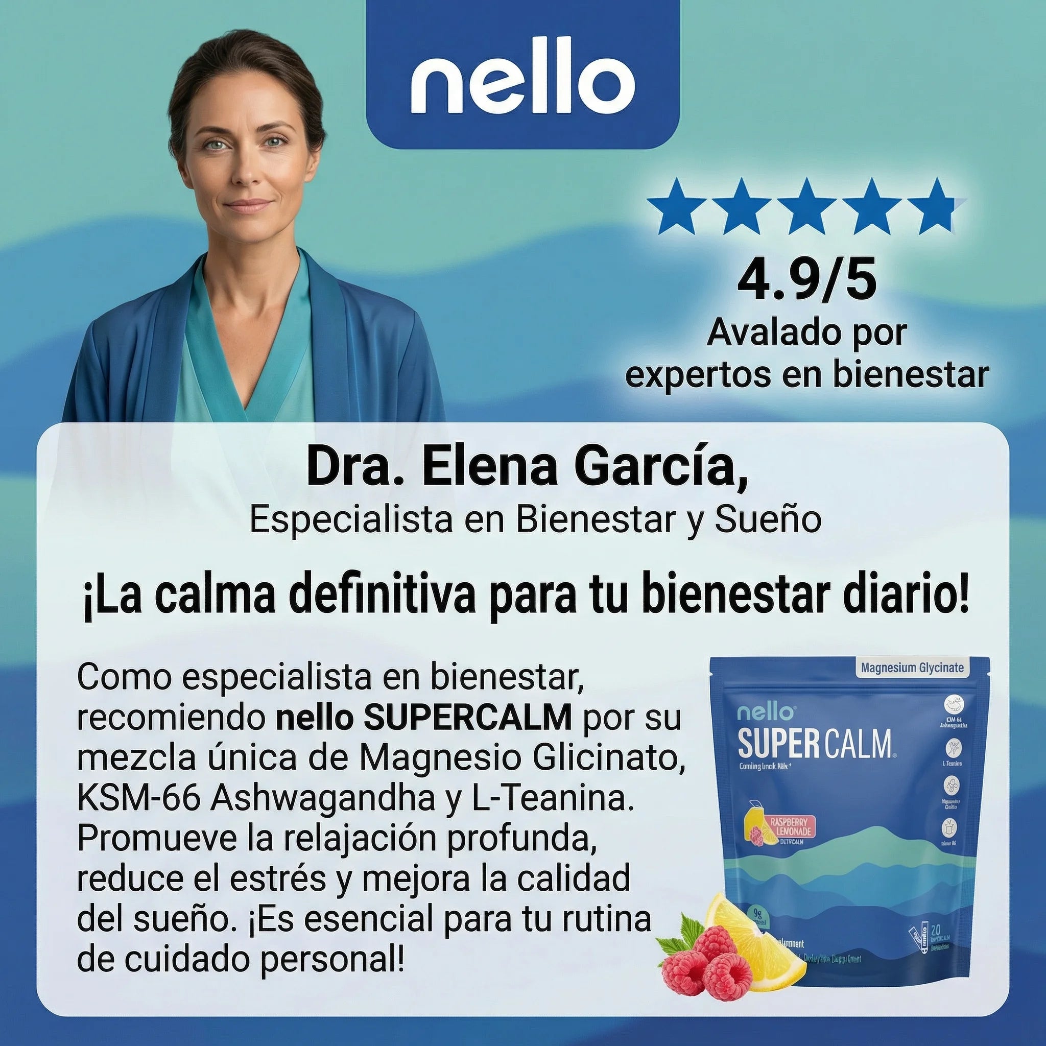 SuperCalm Nello® Fórmula Avanzada para la Calma y Manejo del Estrés, empieza hoy mismo