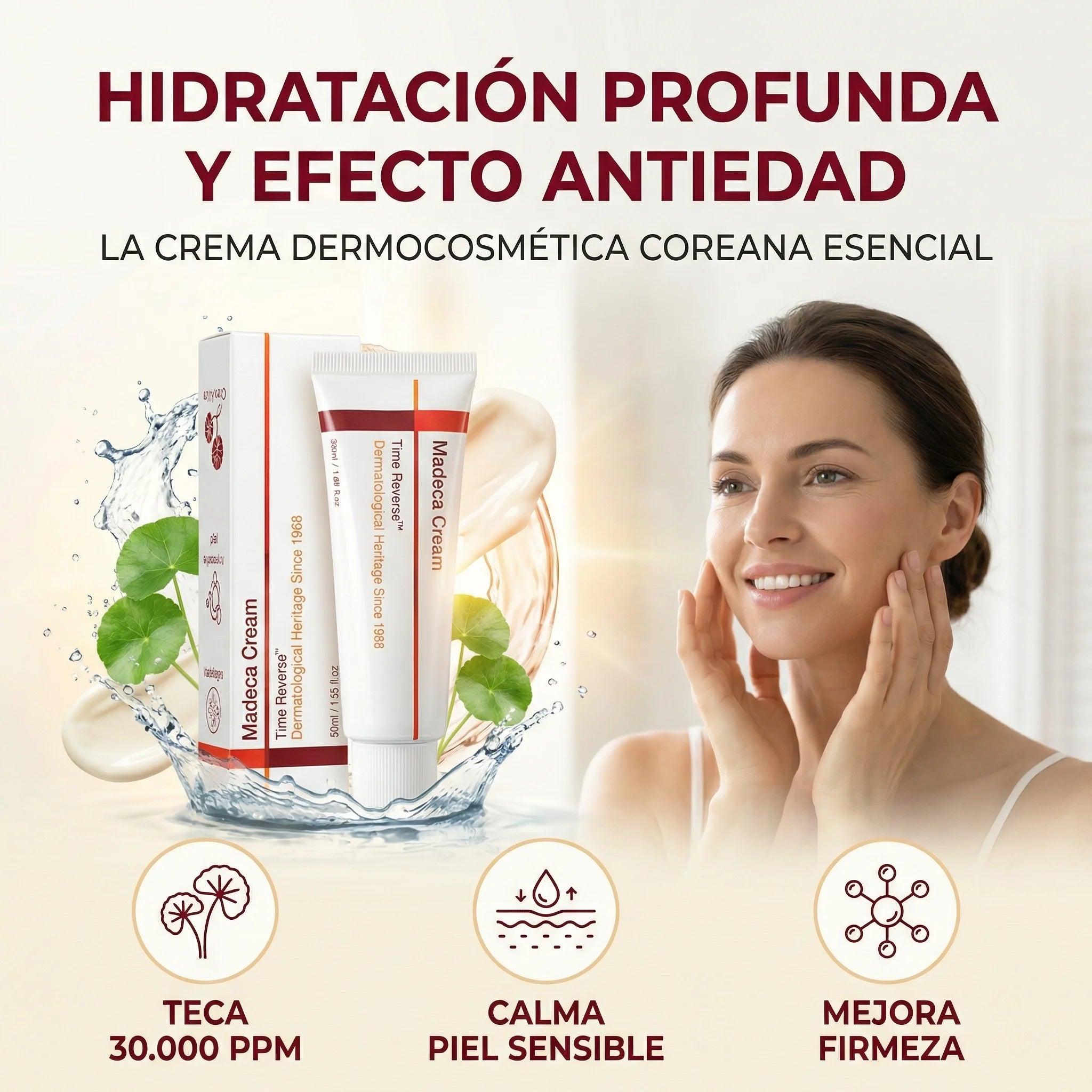Madeca Cream Time Reverse™  Reparación Coreana con Centella asiatica, mejora la salud de tu piel hoy mismo