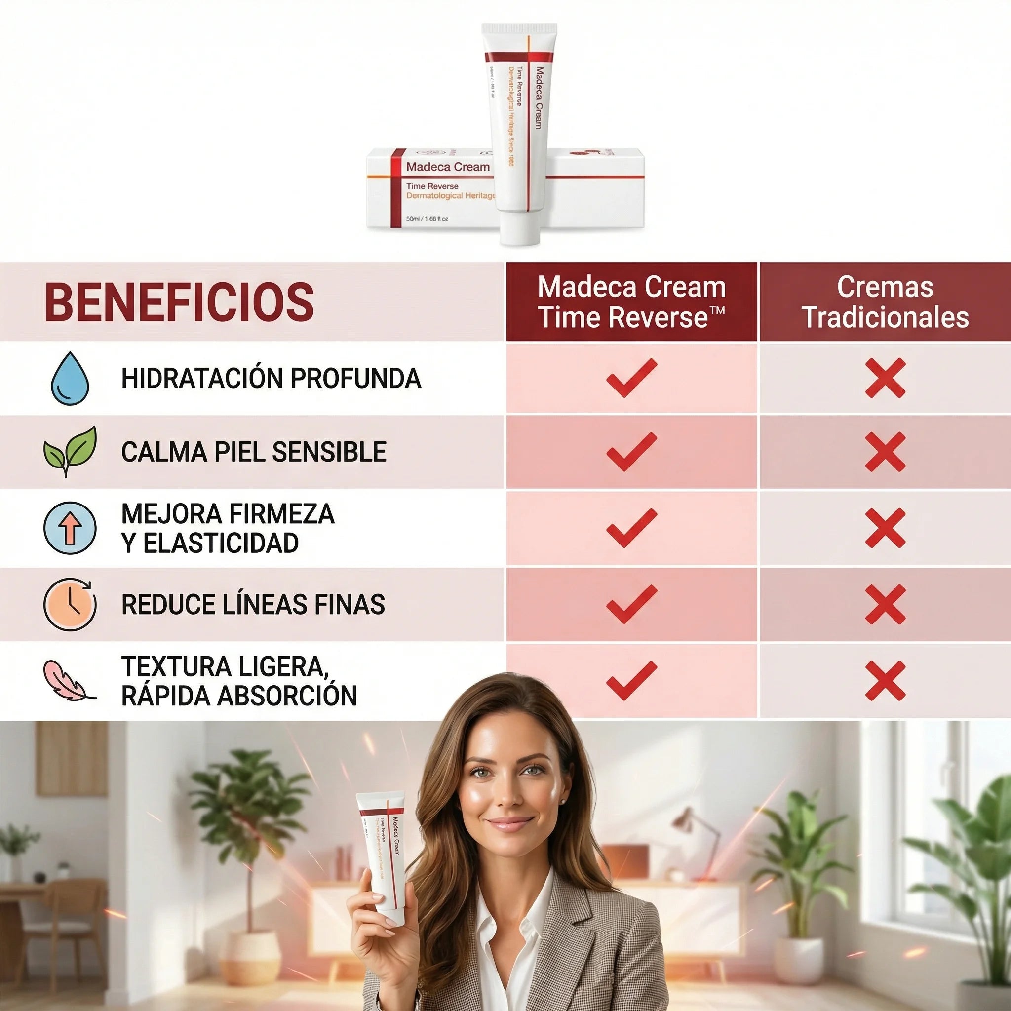 Madeca Cream Time Reverse™  Reparación Coreana con Centella asiatica, mejora la salud de tu piel hoy mismo