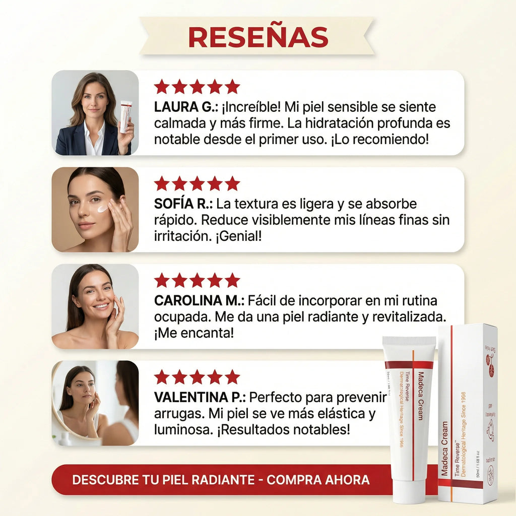 Madeca Cream Time Reverse™  Reparación Coreana con Centella asiatica, mejora la salud de tu piel hoy mismo