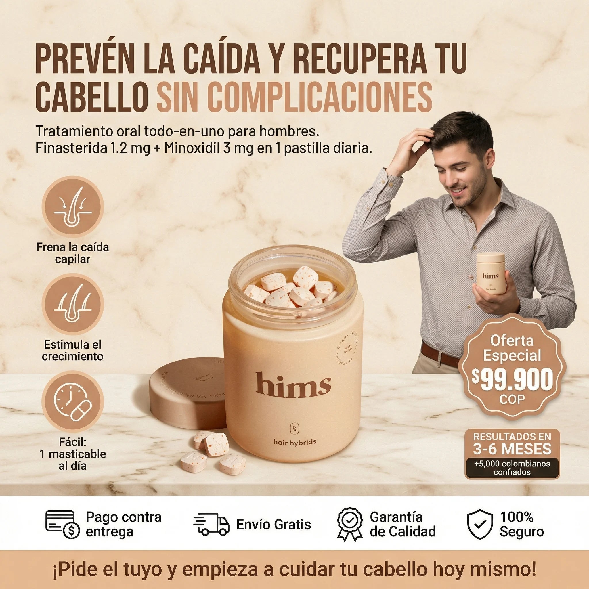 Hims Hair Hybrids: Recrece tu cabello en un masticable diario