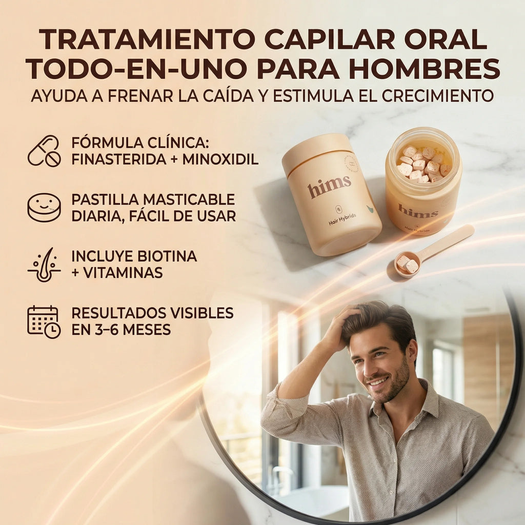 Hims Hair Hybrids: Recrece tu cabello en un masticable diario