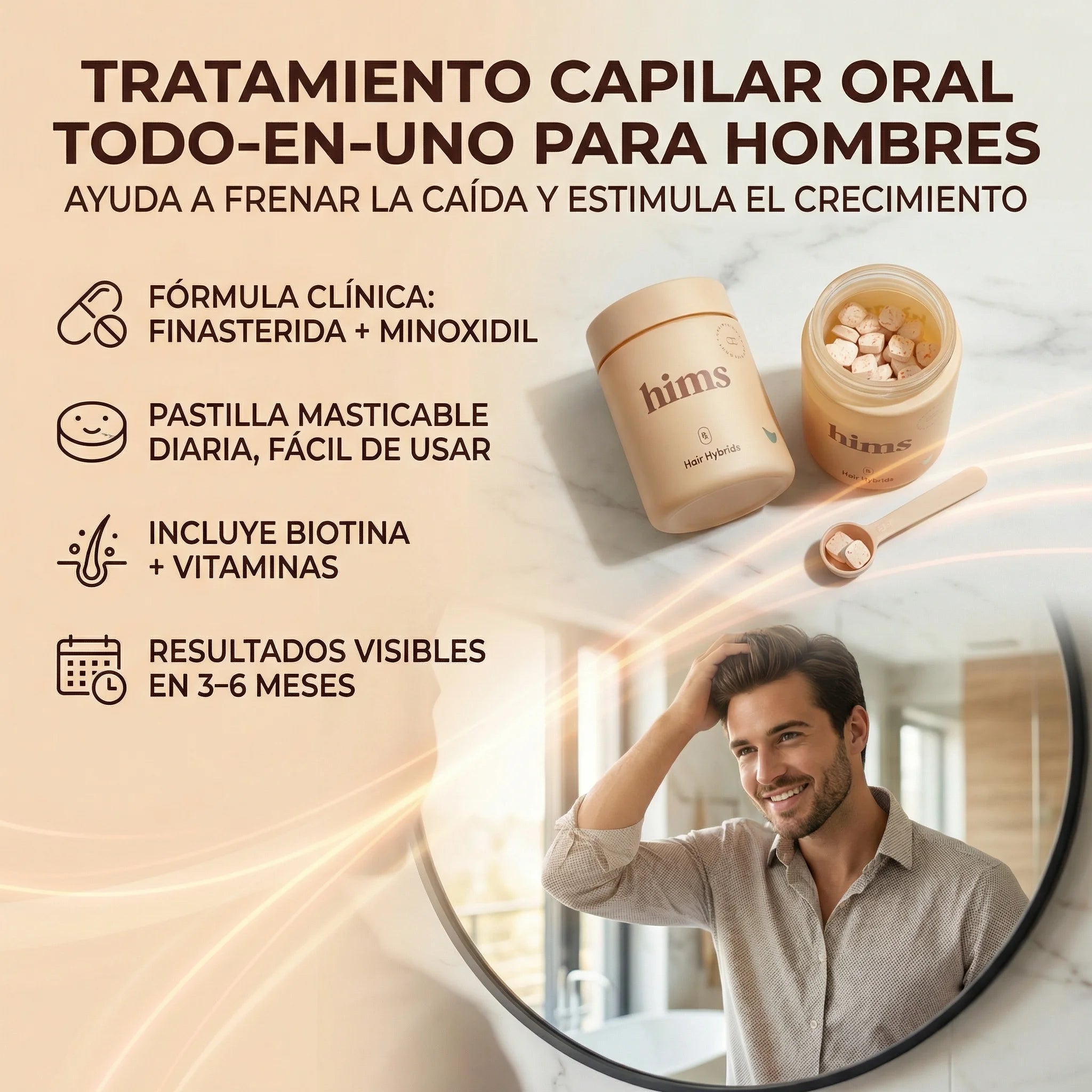 Hims Hair Hybrids: Recrece tu cabello en un masticable diario