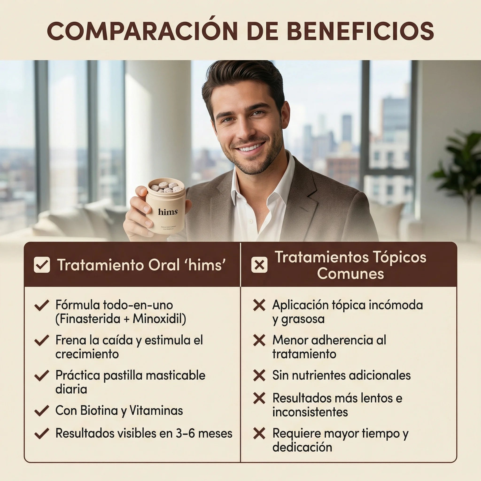 Hims Hair Hybrids: Recrece tu cabello en un masticable diario