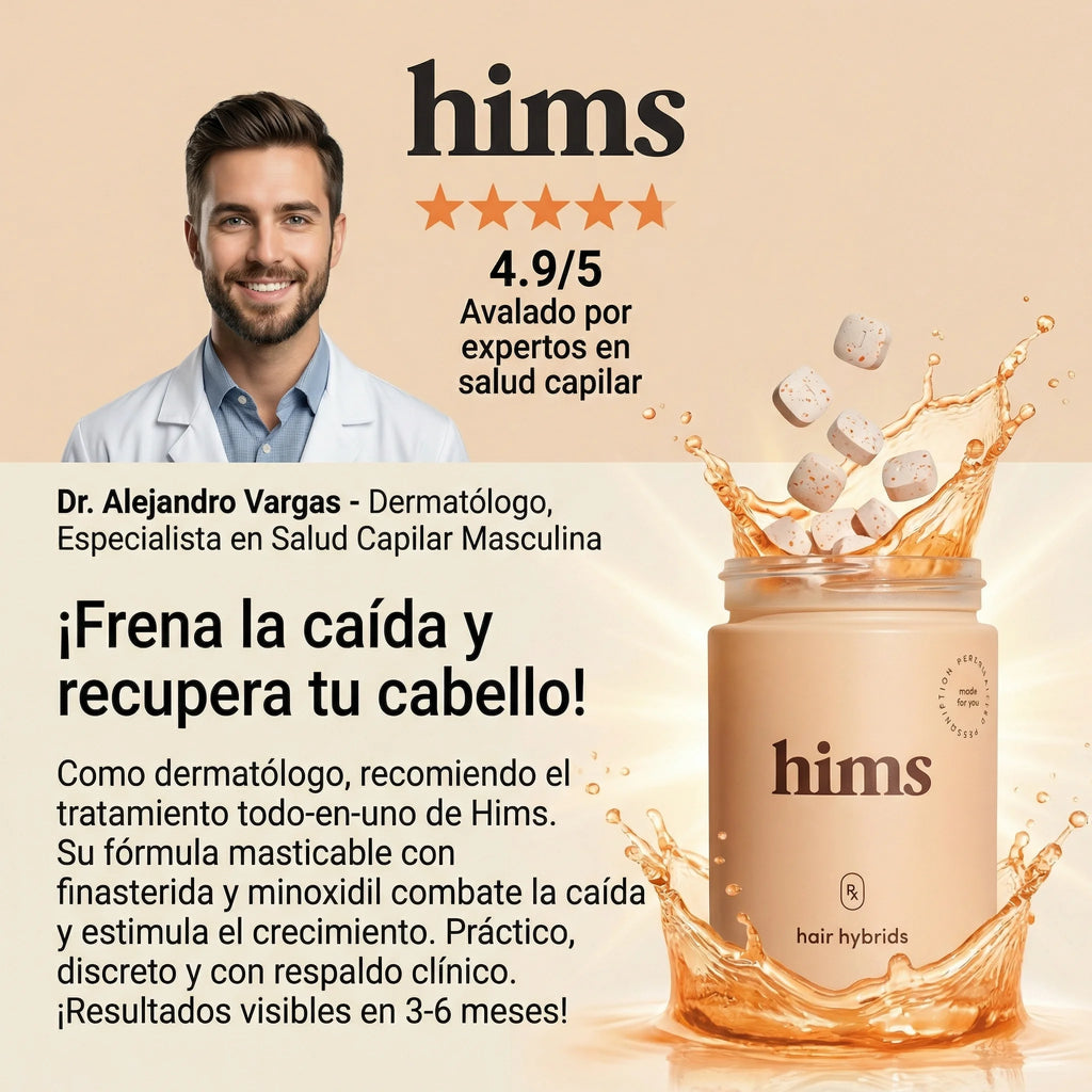 Hims Hair Hybrids: Recrece tu cabello en un masticable diario