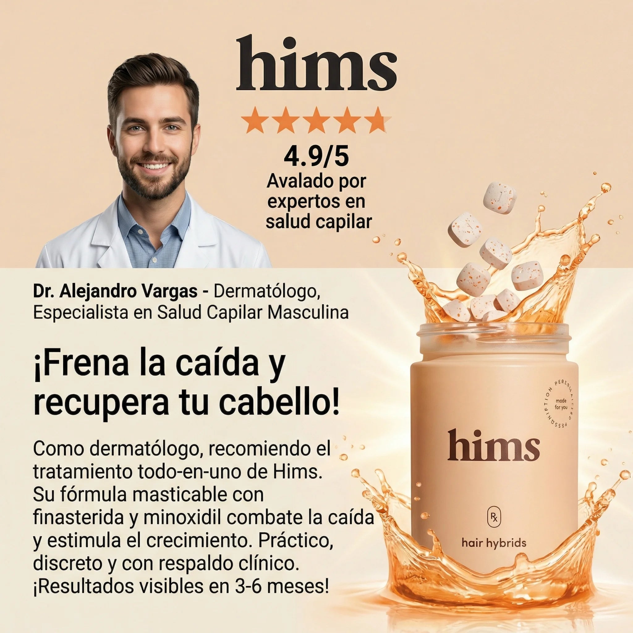 Hims Hair Hybrids: Recrece tu cabello en un masticable diario