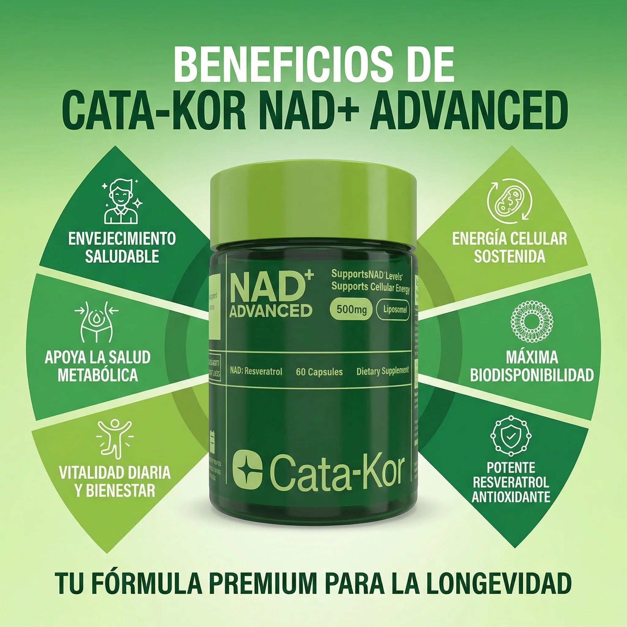 Cata-Kor NAD+ Advanced® Más Energía Hoy y Apoyo para un Envejecimiento Saludable