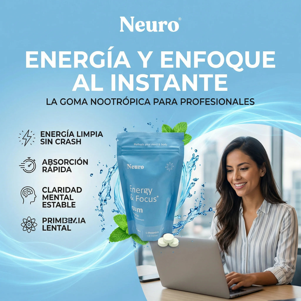 Neuro Energy & Focus Gum Duo™  Energía y Enfoque rapido en una pastilla nootropica, empieza hoy mismo