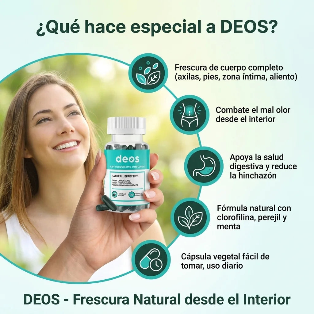 DEOS™® – El Desodorante Interno Natural que Elimina el Olor Corporal desde Dentro