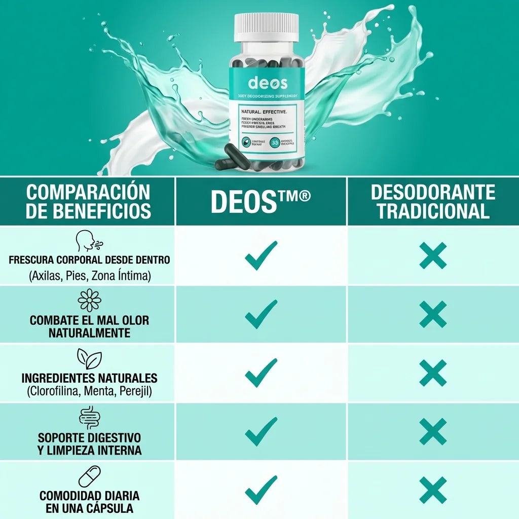 DEOS™® – El Desodorante Interno Natural que Elimina el Olor Corporal desde Dentro
