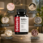 SELERB NAD+ Liposomal para Mujer - Energía Celular, Piel Radiante y Antienvejecimiento con CoQ10, Resveratrol y Colágeno - 60 Cápsulas