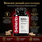 SELERB NAD+ Liposomal para Mujer - Energía Celular, Piel Radiante y Antienvejecimiento con CoQ10, Resveratrol y Colágeno - 60 Cápsulas