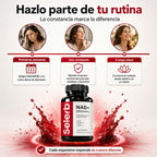 SELERB NAD+ Liposomal para Mujer - Energía Celular, Piel Radiante y Antienvejecimiento con CoQ10, Resveratrol y Colágeno - 60 Cápsulas