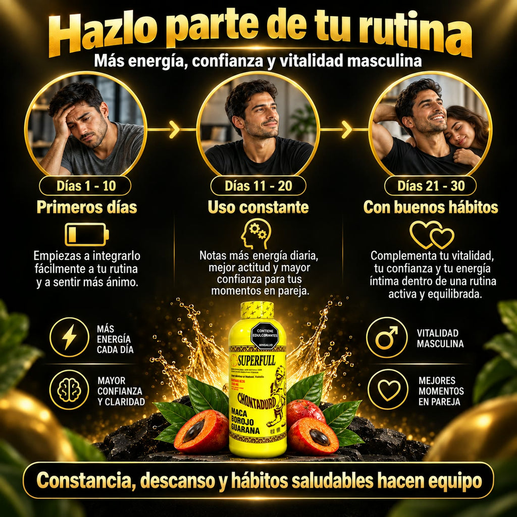 SUPERFULL Chontaduro - Recupera tu Energía y Vitalidad con Maca, Borojó y Guaraná - Registro INVIMA - 1000 ml