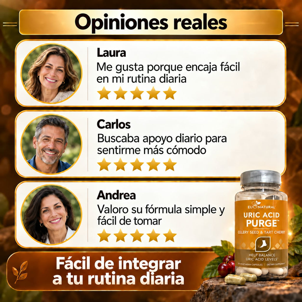-EU NATURAL Uric Acid Purge - Apoyo Natural para Equilibrar el Ácido Úrico y Cuidar tus Articulaciones - Celery Seed & Tart Cherry - 60 Cápsulas