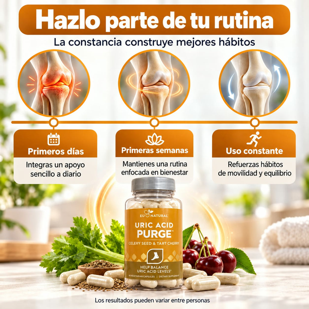 -EU NATURAL Uric Acid Purge - Apoyo Natural para Equilibrar el Ácido Úrico y Cuidar tus Articulaciones - Celery Seed & Tart Cherry - 60 Cápsulas